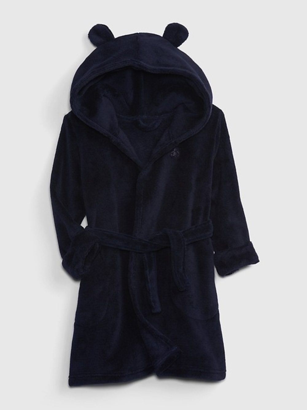 GAP Toddler Brannan Bear Robe Navy blue Plush Hooded Bathrobe toddler girl 2T